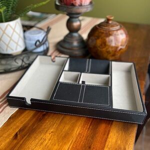 EUC Leather Mantello Valet Tray Nightstand Organizer